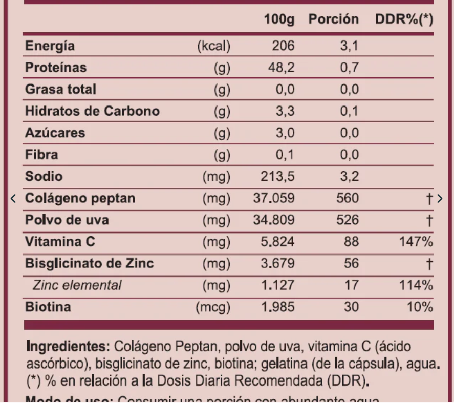 COLÁGENO FREYA + BIOTINA + VITAMINA C + ZINC