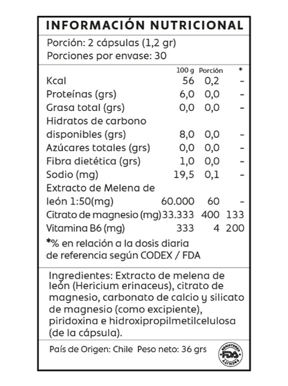 MELENA DE LEÓN + CITRATO DE MAGNESIO + VITAMINA B6