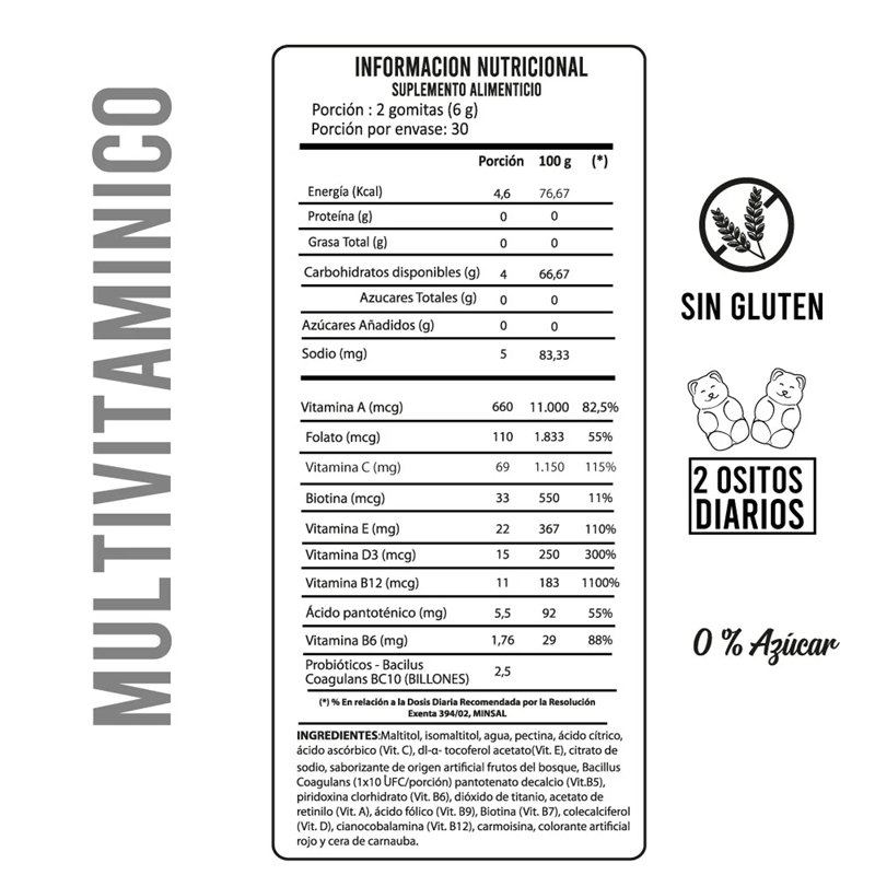 MULTIVITAMÍNICO + PROBIÓTICOS GUMMIES PERFECT BEAR